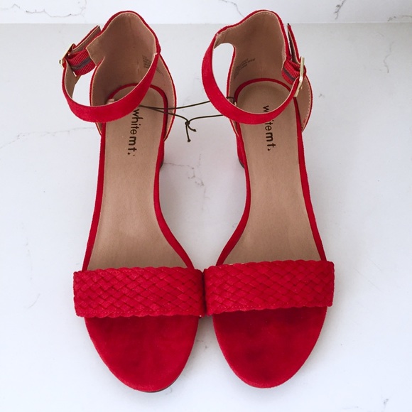 White Mt. Shoes - New White Mt. Red Chunky Ankle Strap Heel Size 11